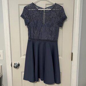 City Studio - Short Sleeve Lace Purple Dress